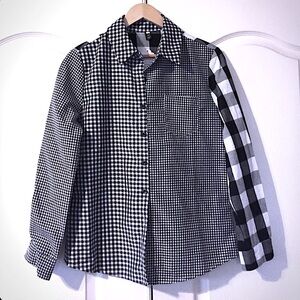 Mixed Gingham Button Up Dress Shirt